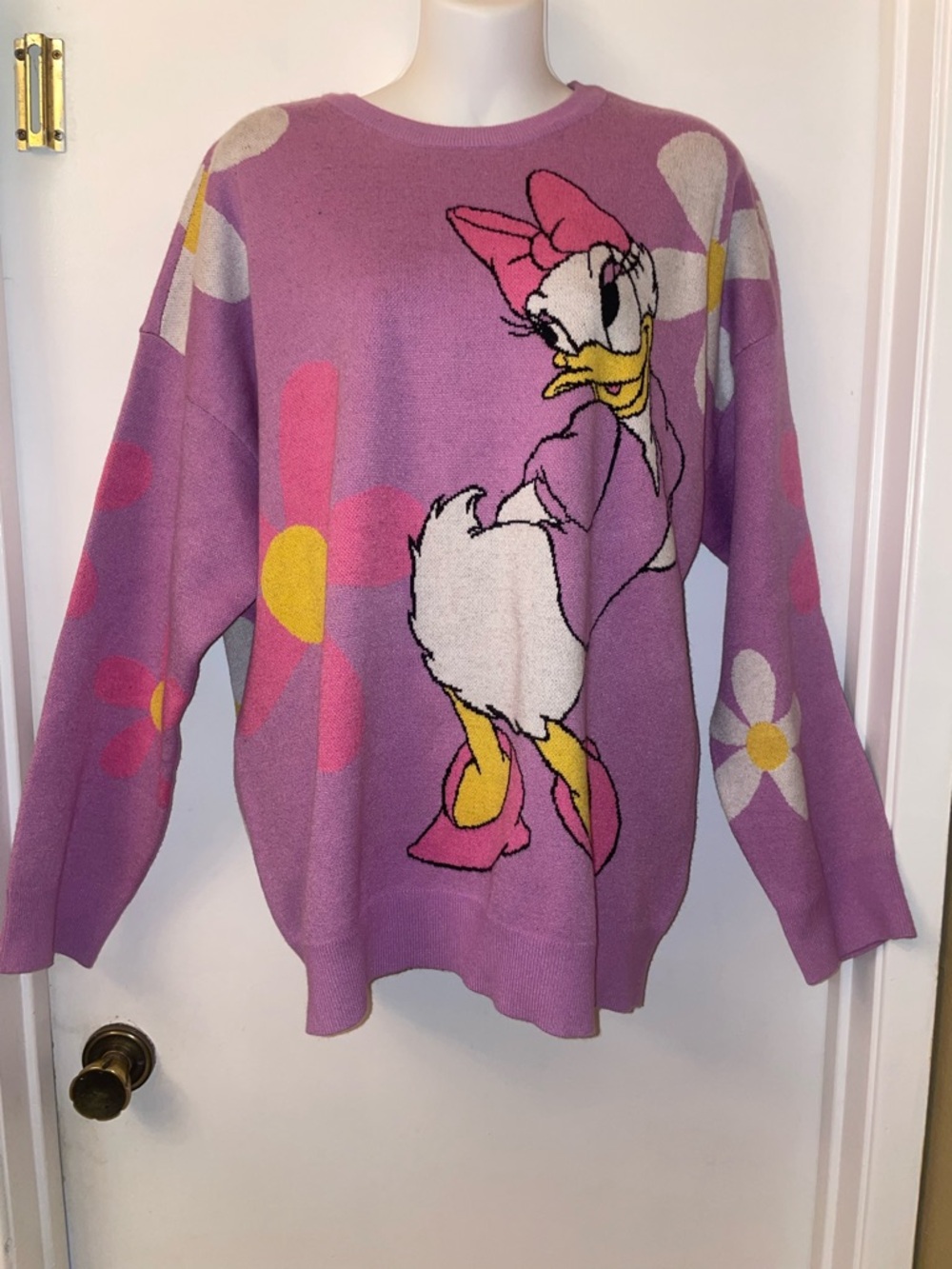 Lavender Daisy Duck Graphic Crewneck Sweater